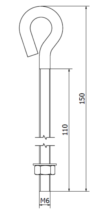 NACIĄG DO SIATKI ZAMKNIĘTY OCYNKOWANY M6 x 150 mm