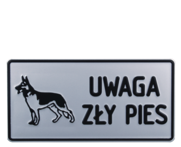 TABLICZKA ALUMINIOWA DUŻA "UWAGA ZŁY PIES"