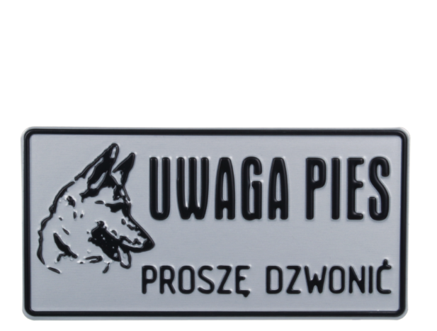 TABLICZKA ALUMINIOWA DUŻA "UWAGA PIES PROSZĘ DZWONIĆ"