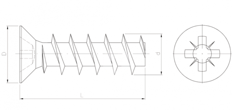 WKRĘT EURO Z ŁBEM STOŻKOWYM 6.0 x 13 mm - 100 szt.