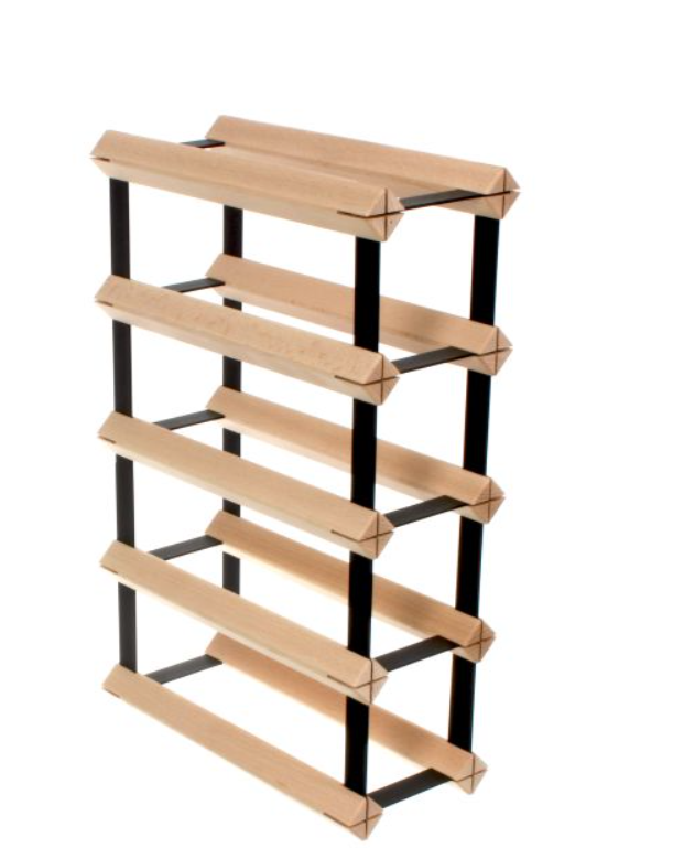 STOJAK NA WINO MODUŁOWY BUKOWY Z CZARNYMI POPRZECZKAMI 1x4 /5 LUB 8 BUTELEK