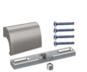Zestaw pochwyt balkonowy aluminiowy DeLux z zatrzaskiem ruchomym rolkowym - anoda szczotkowana INOX