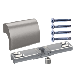 Zestaw pochwyt balkonowy aluminiowy DeLux z zatrzaskiem stałym ramowy z rolką - anoda szczotkowana INOX