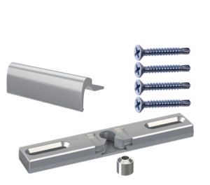 Zestaw pochwyt balkonowy aluminiowy przyszybowy z zatrzaskiem ruchomym z rolką - F1 mat