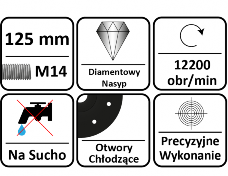 ŚCIERNICA DIAMENTOWA DWURZĘDOWA D-III PR5 125mm / M14