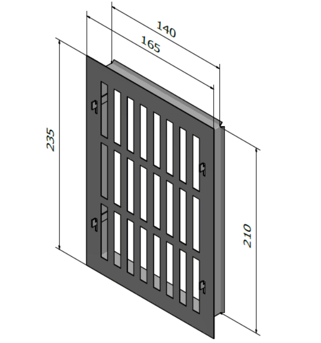 KRATKA WENTYLACYJNA NIERDZEWNA 140 x 210 PROSTA Z SIATKĄ
