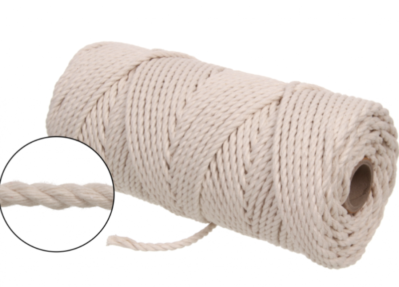 SZNUREK BAWEŁNIANY 3PLY KRĘCONY DO MAKRAMY Ø3 mm 100 m NATURALNY
