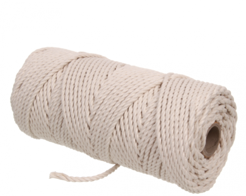 SZNUREK BAWEŁNIANY 3PLY KRĘCONY DO MAKRAMY Ø5 mm 100 m NATURALNY