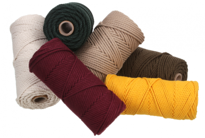 SZNUREK BAWEŁNIANY 3PLY KRĘCONY DO MAKRAMY Ø5 mm 100 m NATURALNY