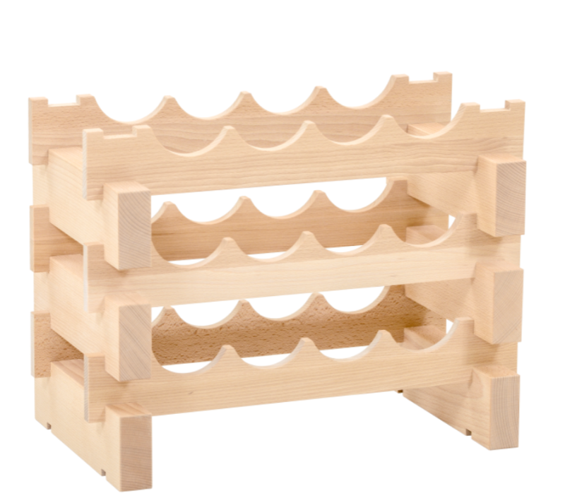 STOJAK NA WINO BUKOWY NATURALNY MOON 12 BUTELEK / 3x4