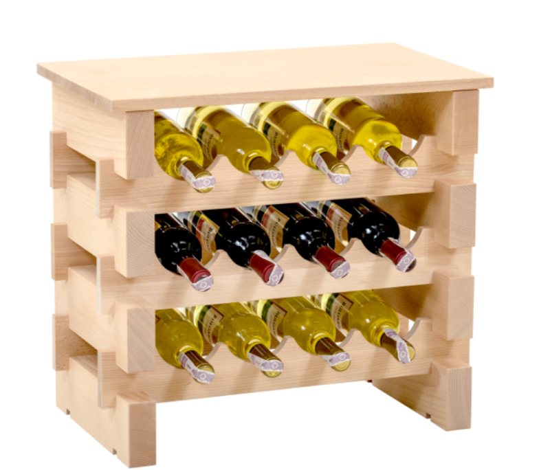STOJAK NA WINO BUKOWY NATURALNY MOON 12 BUTELEK / 3x4