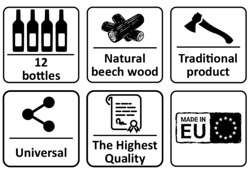 STOJAK NA WINO BUKOWY NATURALNY MOON 12 BUTELEK / 3x4