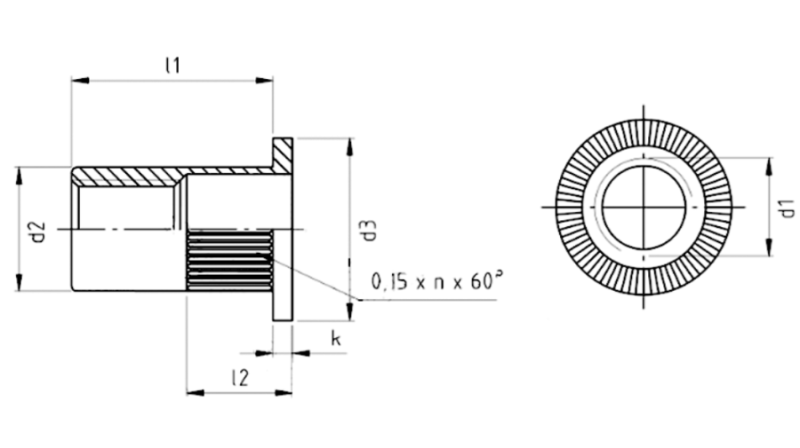 NITONAKRĘTKA NIERDZEWNA Z KOŁNIERZEM ZĄBKOWANA M5x12 mm - 100 szt.