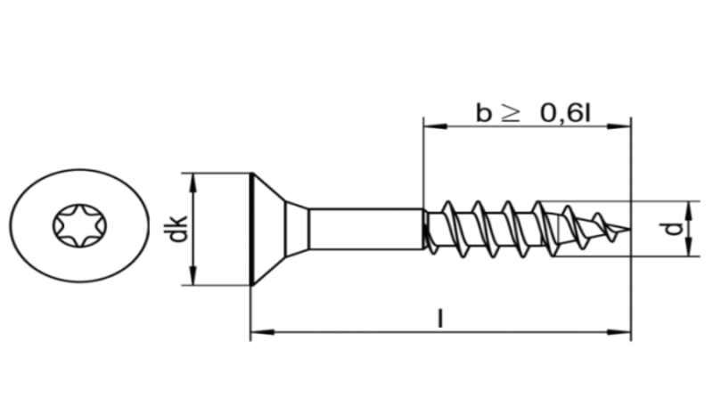 WKRĘT NIERDZEWNY ŁEB STOŻKOWY GNIAZDO NA TORX 4.5x50 mm - 100 szt.