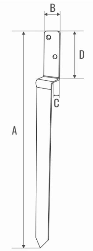 PODSTAWA SŁUPA WBIJANA UNIWERSALNA 35x40x100x400 mm