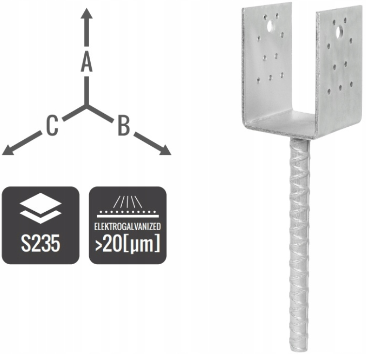 PODSTAWA SŁUPA SZEROKA 125x60x60x4.0
