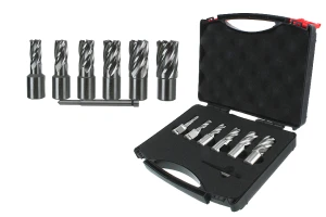 Wiertła trepanacyjne WELDON HSS EXACT 12-22x30 mm z trzpieniem wypychającym - zestaw 7 szt.