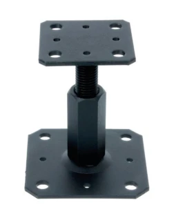 Podstawa słupa przykręcana z regulacją wysokości PSR T, M20×150 mm, 110x110 mm, 80x80 mm, czarna
