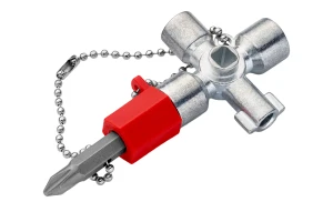 Klucz wielofunkcyjny KNIPEX do szaf sterowniczych - 4 profile+2 końcówki, krótki