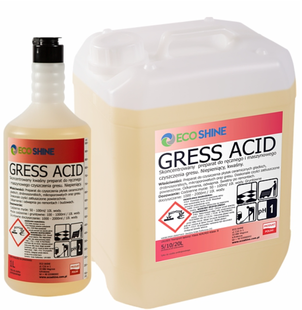 GRESS ACID 5 l KONCENTRAT DO RĘCZNEGO I MASZYNOWEGO MYCIA GRESU PO REMONTACH