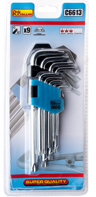 KLUCZE TORX T10 - T50 9 ELEMENTÓW