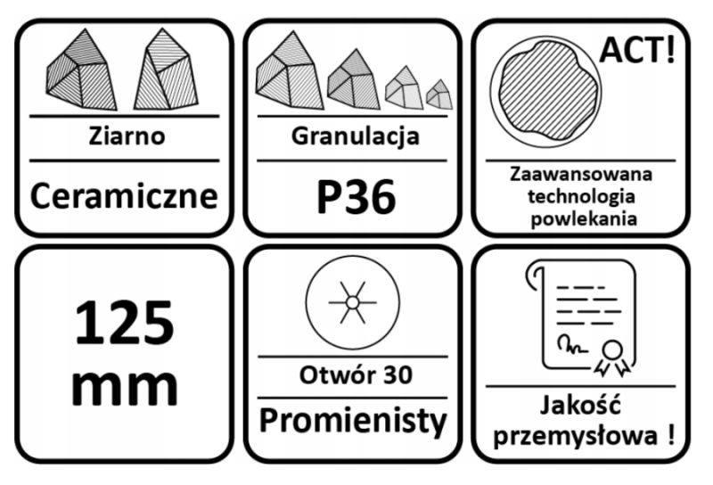 KRĄŻEK FIBRA CERAMICZNY FS 964 ACT / 125mm /  P36