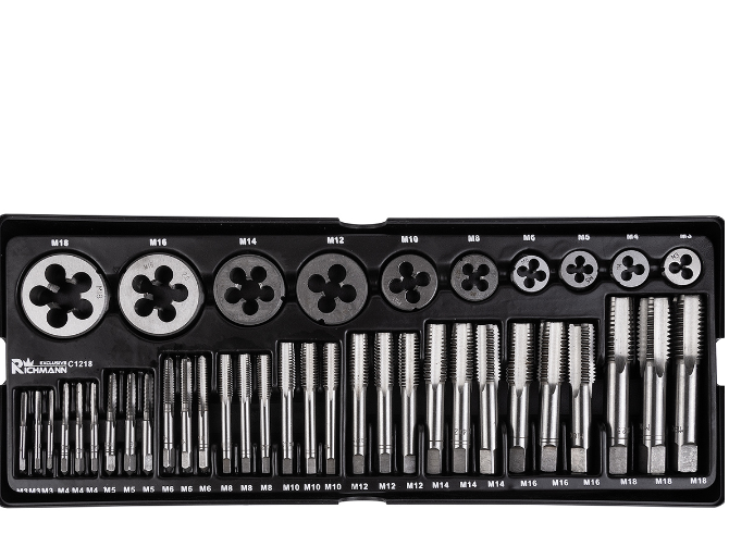 WKŁAD - GWINTOWNIKI I NARZYNKI M3-M18 40 ELEMENTÓW + TACKA C1101