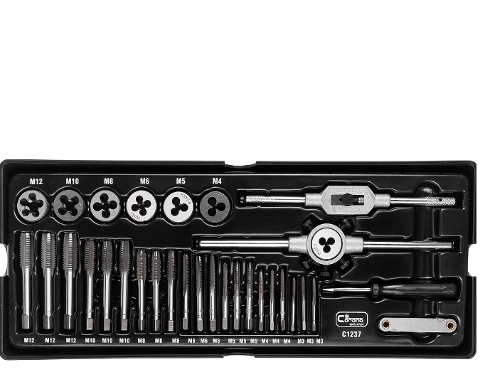 WKŁAD - GWINTOWNIKI I NARZYNKI M3-M12 32 ELEMENTÓW + TACKA C1101