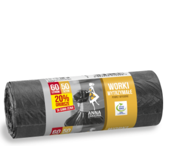 WORKI NA ŚMIECI WYTRZYMAŁE 60 l / 50 szt / 6,3 µm