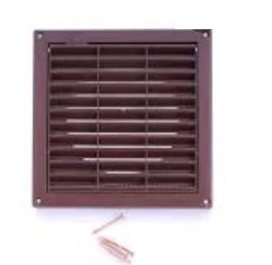 KRATKA WENTYLACYJNA 140 x 140 mm BRĄZOWA Z ŻALUZJĄ