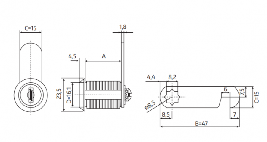 ZAMEK MEBLOWY KASETKOWY 103-25 CP