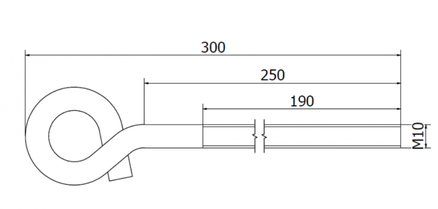 HAK HUŚTAWKOWY OCYNKOWANY M10 x 300