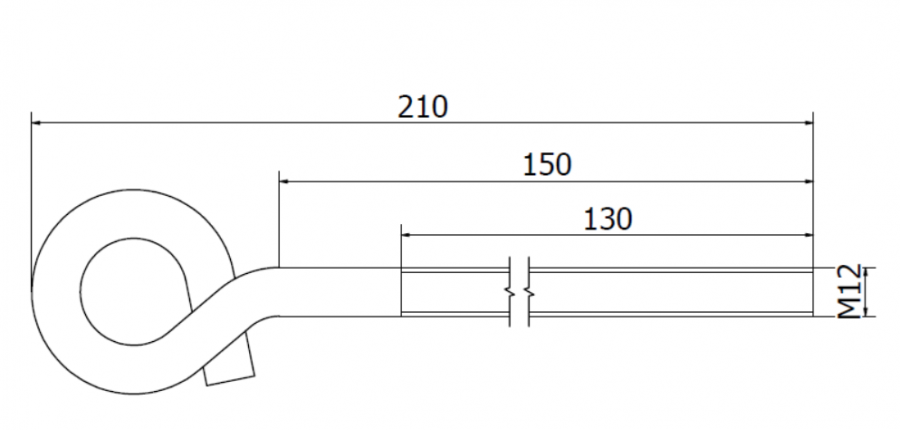 HAK HUŚTAWKOWY OCYNKOWANY M12 x 210