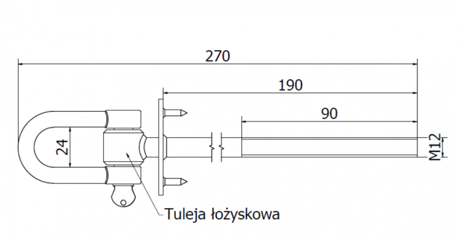 HAK HUŚTAWKOWY Z SZEKLĄ I BOLCEM M12 x 200