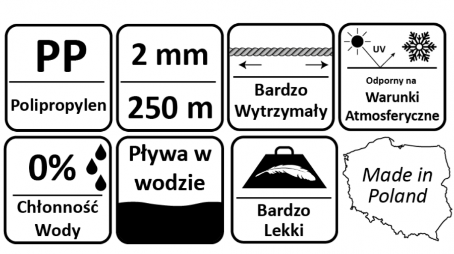 SZNUREK PAKOWY POLIPROPYLENOWY 0,5 kg / 250 m