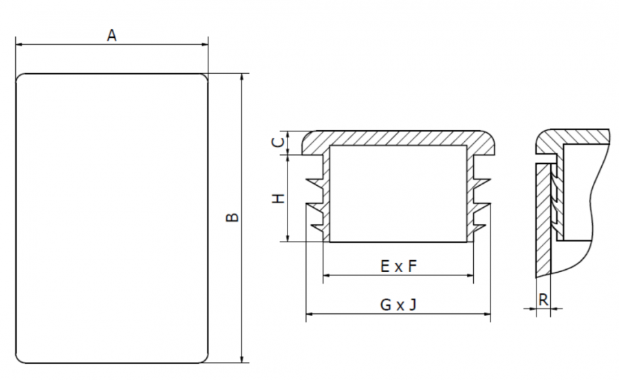 ZAŚLEPKA PROSTOKĄTNA 20 x 60 mm