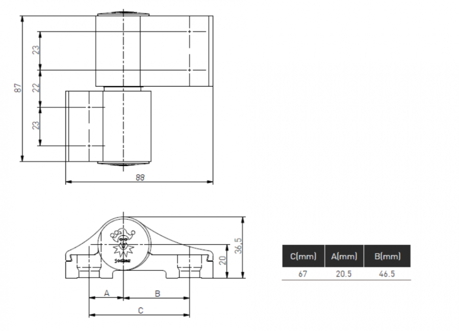 ZAWIAS DRZWIOWY JOCKER DO ALUMINIUM DWUSKRZYDŁOWY 160 kg 67 mm ZŁOTY DĄB