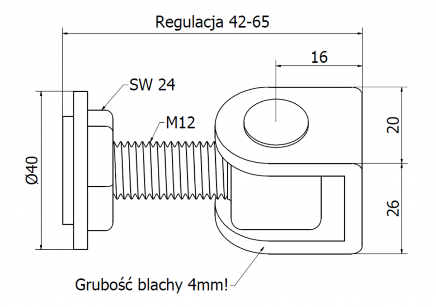 ZAWIAS REGULOWANY M12 DO SPAWANIA