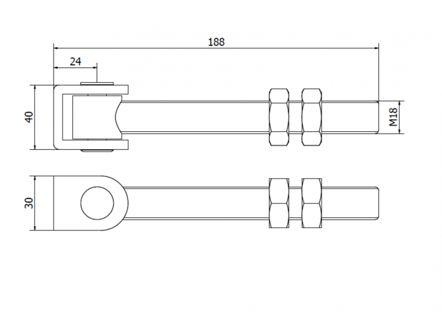 ZAWIAS REGULOWANY M18 x 188