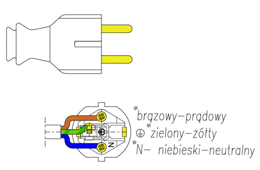 WTYCZKA ELEKTRYCZNA PROSTA Z UZIEMIENIEM BIAŁA