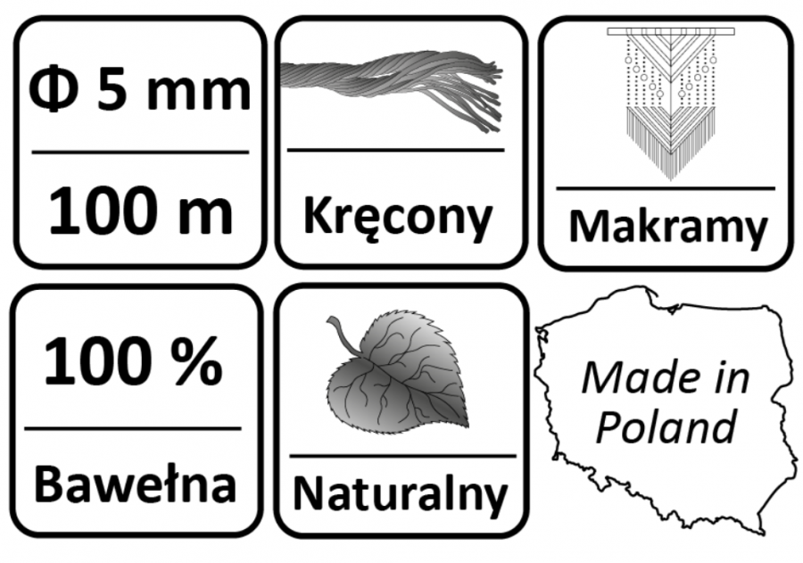 SZNUREK BAWEŁNIANY ZGIŁA ZIELEŃ DO MAKRAMY Ø5 100 m, NR. 232