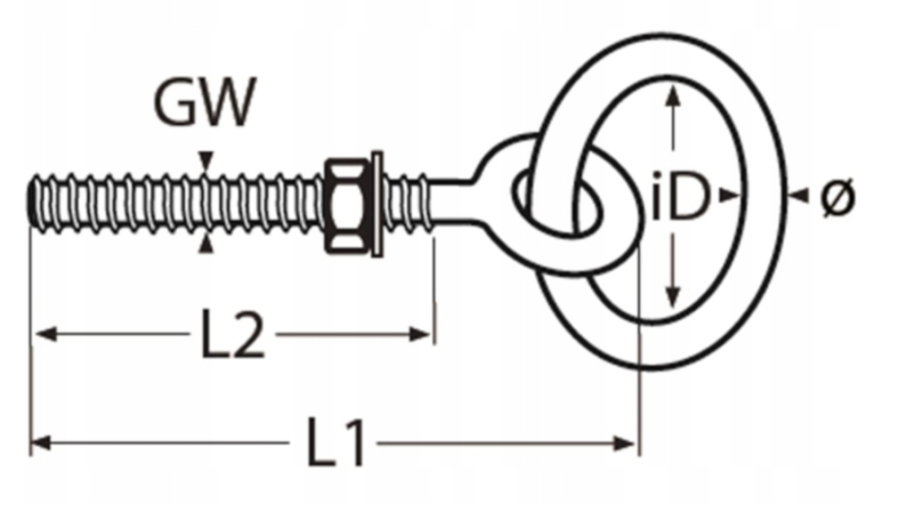 HAK HUŚTAWKOWY NIERDZEWNY Z KÓŁKIEM M8 x 150 mm