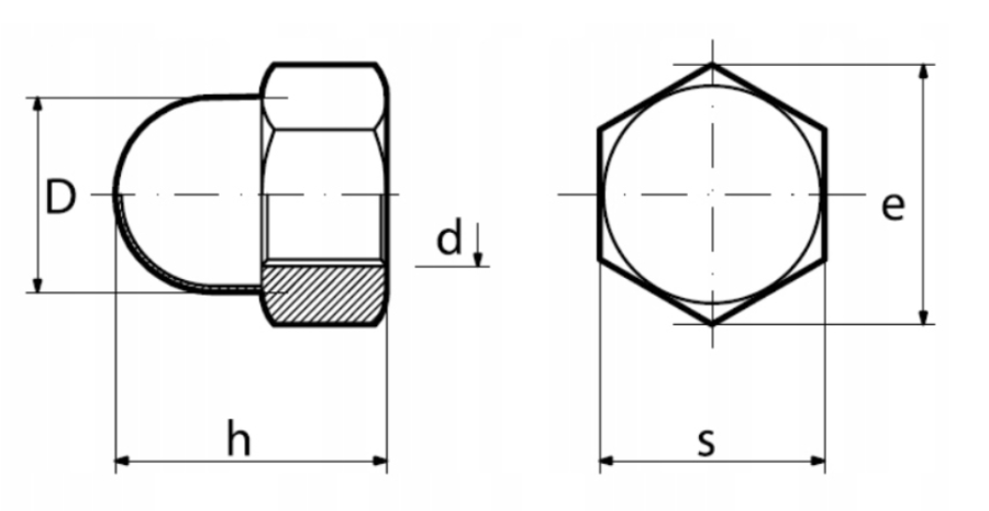 NAKRĘTKA NIERDZEWNA KOŁPAKOWA M16 A2-AISI 304 10 szt.