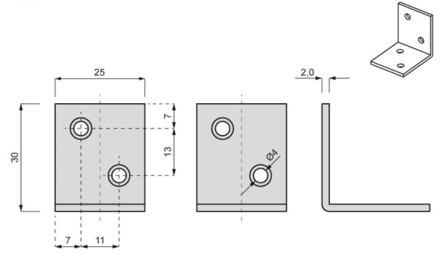 KĄTOWNIK BUDOWLANY 30 x 30 x 25 mm