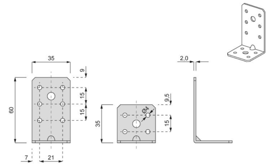 KĄTOWNIK BUDOWLANY 60 x 35 x 35 x 2,0 mm