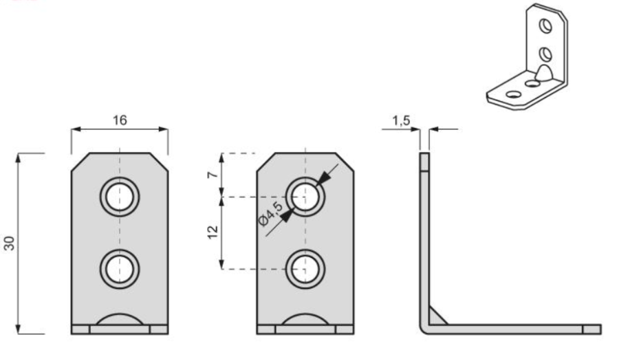 KĄTOWNIK MEBLOWY KN-642 30 x 30 x 16 mm