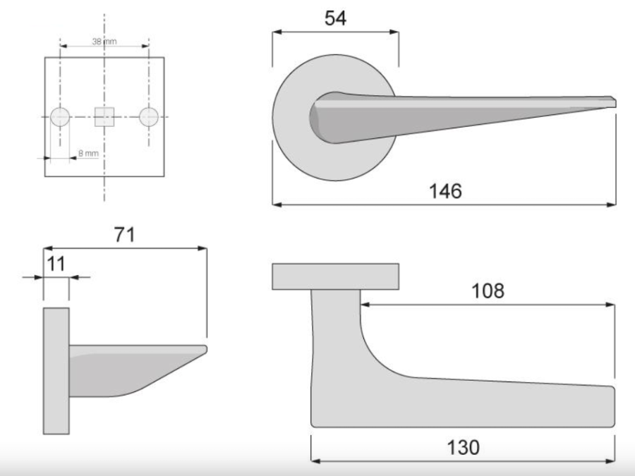 KLAMKA DO DRZWI WEWNĘTRZNYCH G26 KATANA