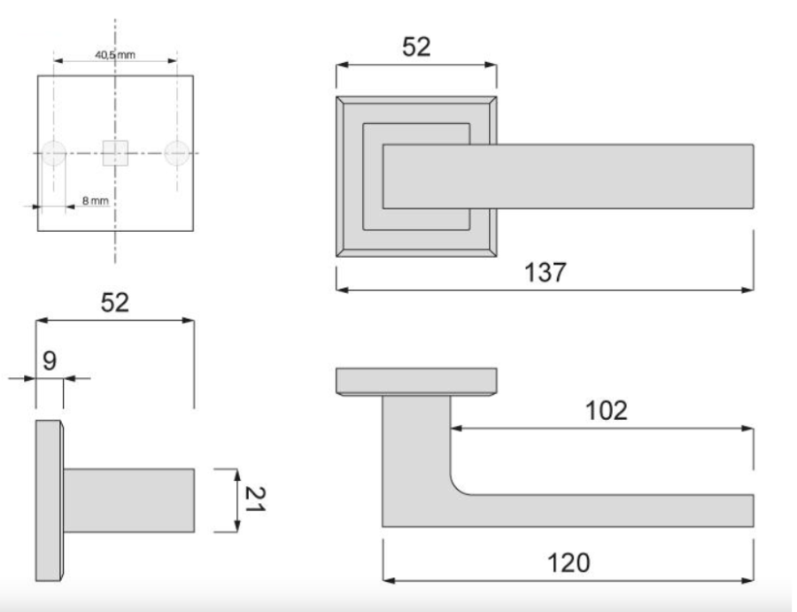 KLAMKA DRZWIOWA K-461-03 P2 CUBE