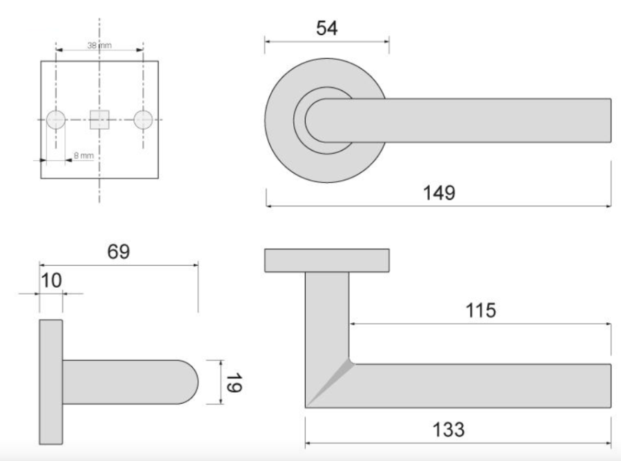 KLAMKA DRZWIOWA K-701-05 INOX S8 KUGA