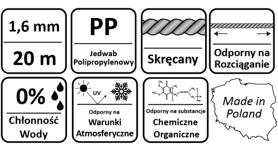 SZNUREK MURARSKI SKRĘCANY 1.6 mm x 20 m CZERWONY